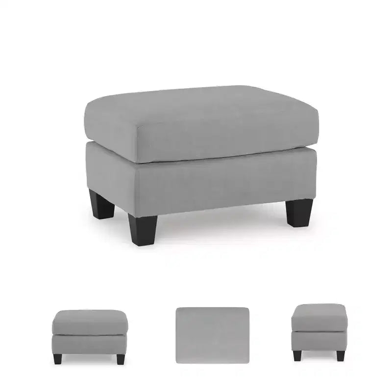 Adlai Pouf, Rivestimento in Poliestere Effetto Scamosciato, Grigio Scuro