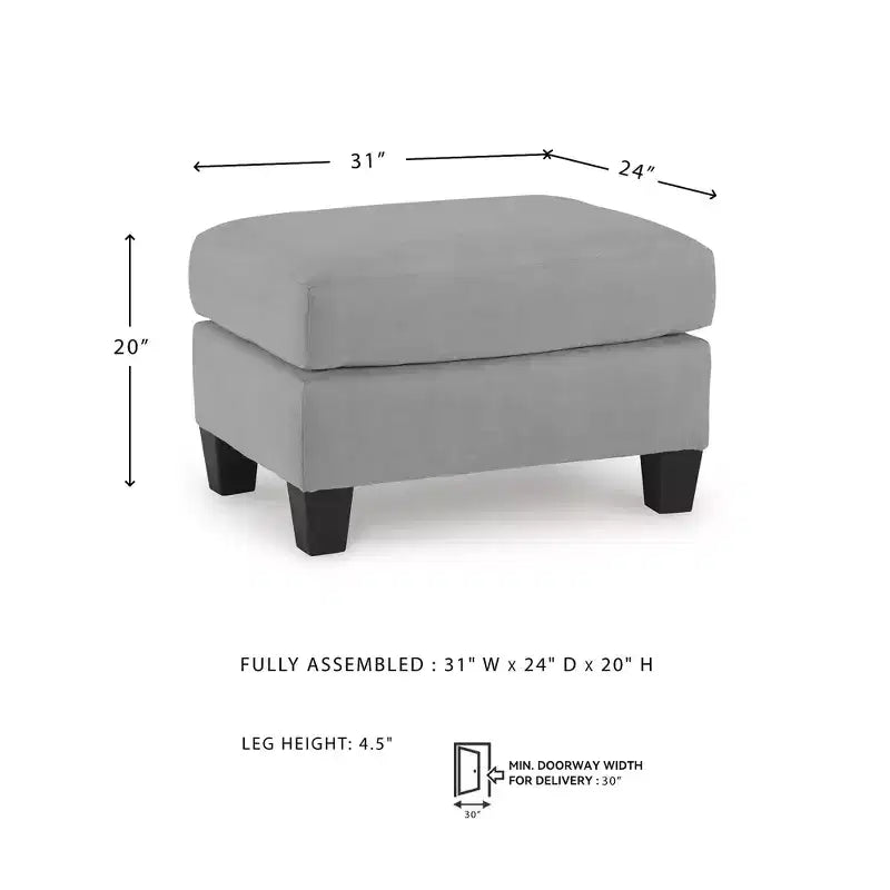 Adlai Pouf, Rivestimento in Poliestere Effetto Scamosciato, Grigio Scuro