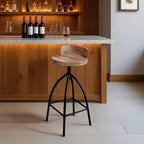 Sgabello industriale girevole regolabile con schienale e diverse opzioni di altezza, 30-35", marrone/nero