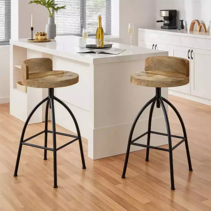 Sgabello industriale girevole regolabile con schienale e diverse opzioni di altezza, 30-35", marrone/nero