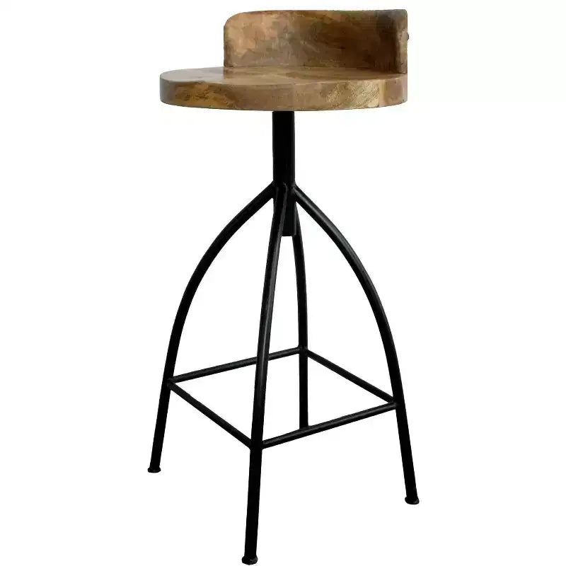 Sgabello industriale girevole regolabile con schienale e diverse opzioni di altezza, 30-35", marrone/nero