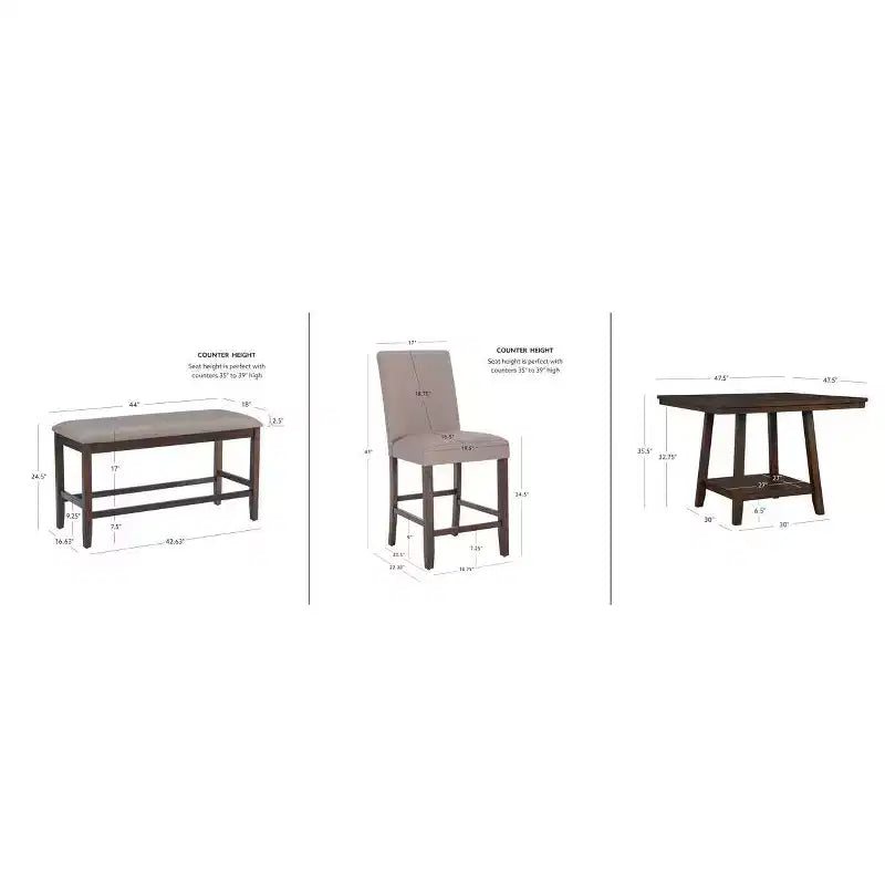Set da pranzo da 6 pezzi altezza bancone Barnes