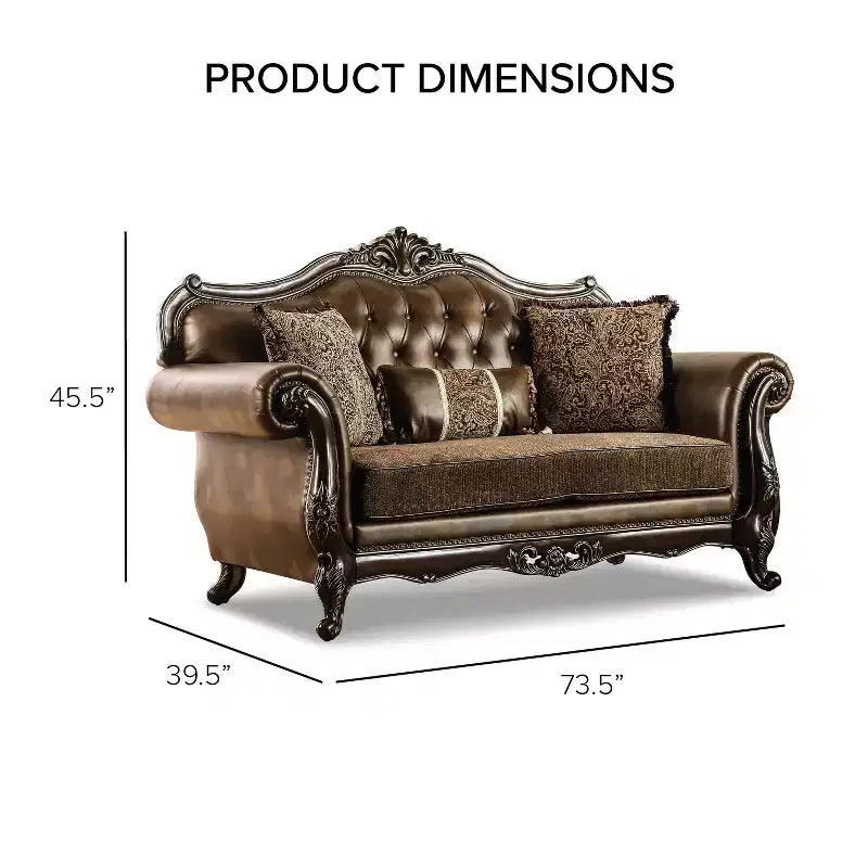 Divanetto tradizionale con borchie decorative marrone
