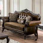Divanetto tradizionale con borchie decorative marrone