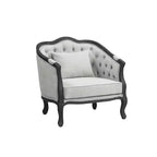 Poltrona Samael 37" lino grigio finitura marrone scuro