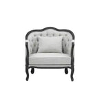 Poltrona Samael 37" lino grigio finitura marrone scuro
