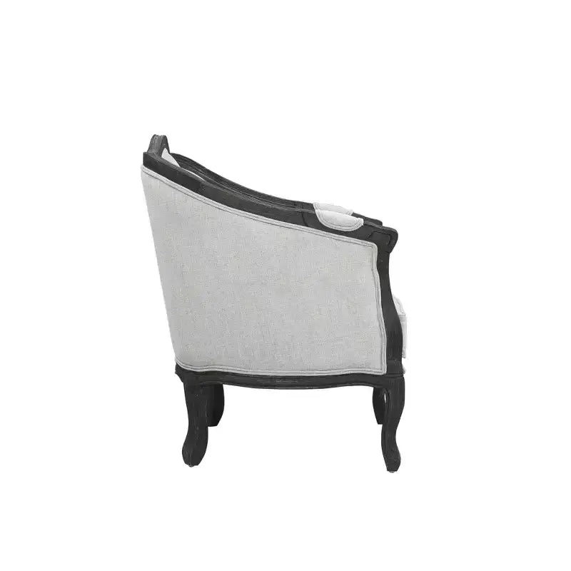 Poltrona Samael 37" lino grigio finitura marrone scuro