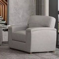 43" Cornelia Accent Chair Beige Leather - Acme Furniture: Mid-Century, Tufted, Wood Composite