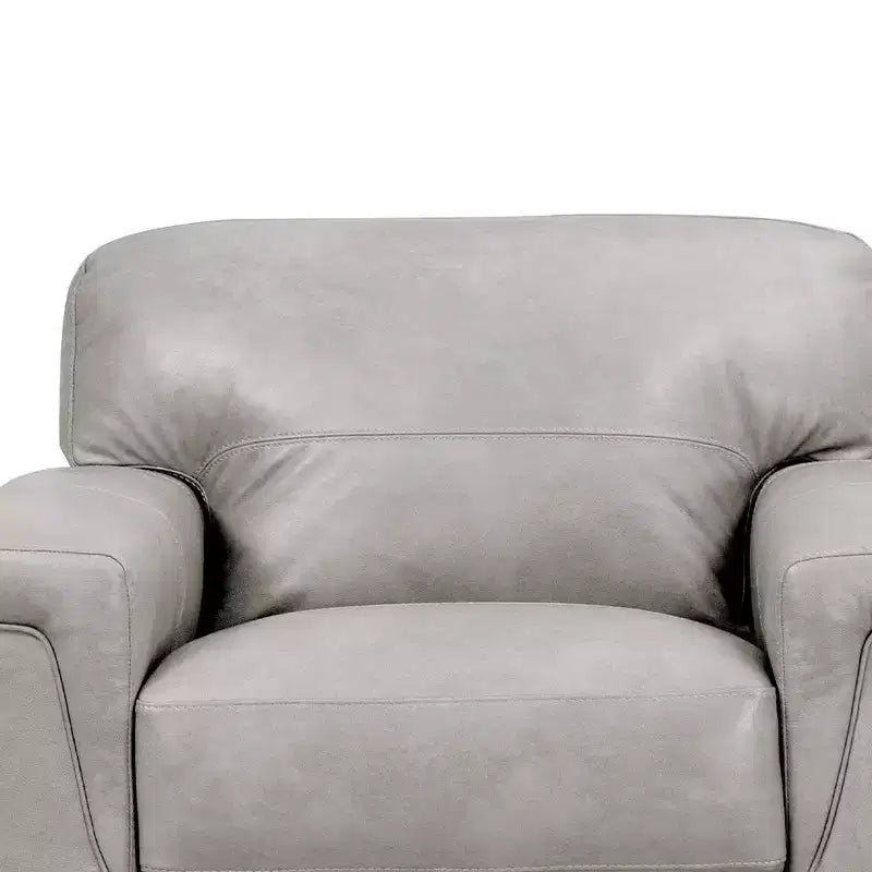 Poltrona Cornelia 43" in pelle beige - Mid-Century, con bottoni, legno composito
