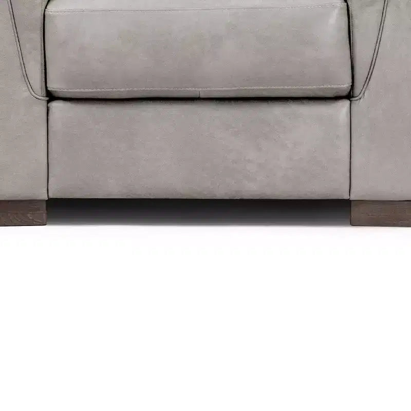 Poltrona Cornelia 43" in pelle beige - Mid-Century, con bottoni, legno composito