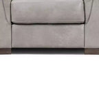 Poltrona Cornelia 43" in pelle beige - Mid-Century, con bottoni, legno composito