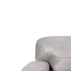 Poltrona Cornelia 43" in pelle beige - Mid-Century, con bottoni, legno composito