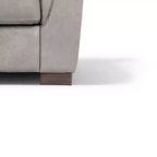 Poltrona Cornelia 43" in pelle beige - Mid-Century, con bottoni, legno composito