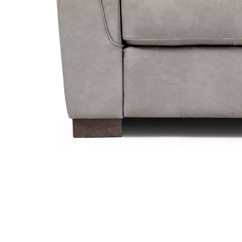 Poltrona Cornelia 43" in pelle beige - Mid-Century, con bottoni, legno composito