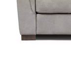 Poltrona Cornelia 43" in pelle beige - Mid-Century, con bottoni, legno composito