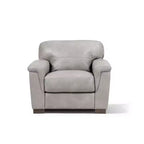 Poltrona Cornelia 43" in pelle beige - Mid-Century, con bottoni, legno composito