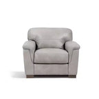 Poltrona Cornelia 43" in pelle beige - Mid-Century, con bottoni, legno composito