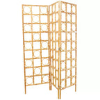 Divisorio a 3 pannelli in rattan intrecciato a mano con design a telaio aperto Marrone: Stile nautico costiero da spiaggia, Nessun assemblaggio richiesto