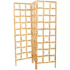 Divisorio a 3 pannelli in rattan intrecciato a mano con design a telaio aperto Marrone: Stile nautico costiero da spiaggia, Nessun assemblaggio richiesto