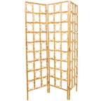 Divisorio a 3 pannelli in rattan intrecciato a mano con design a telaio aperto Marrone: Stile nautico costiero da spiaggia, Nessun assemblaggio richiesto