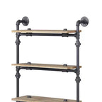 Libreria decorativa Brantley da 59" con finitura quercia e nero sabbia: a 5 ripiani, struttura in metallo, scaffale aperto, montaggio senza attrezzi