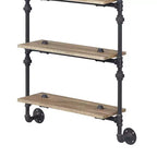 Libreria decorativa Brantley da 59" con finitura quercia e nero sabbia: a 5 ripiani, struttura in metallo, scaffale aperto, montaggio senza attrezzi