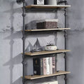 Libreria decorativa Brantley da 59" con finitura quercia e nero sabbia: a 5 ripiani, struttura in metallo, scaffale aperto, montaggio senza attrezzi