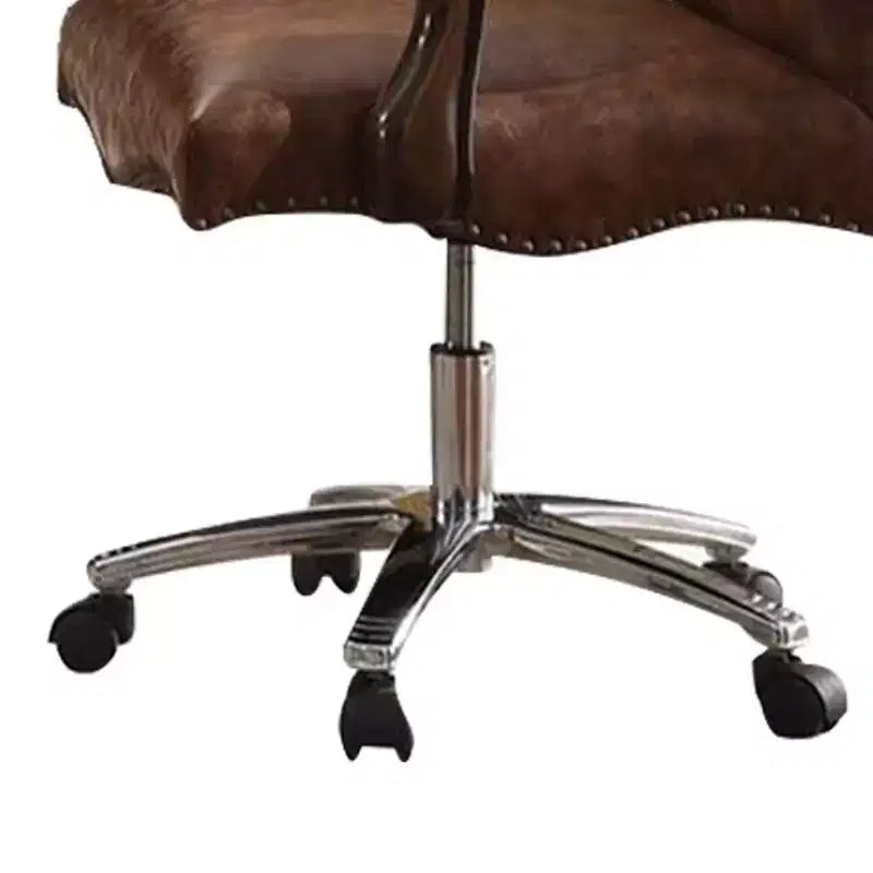 Sedia Versailles da 27" per la Seduta Attiva, Bicolore Marrone Chiaro in PU e Rovere Ciliegio: Ecopelle, Telaio in Metallo, Montaggio senza Attrezzi
