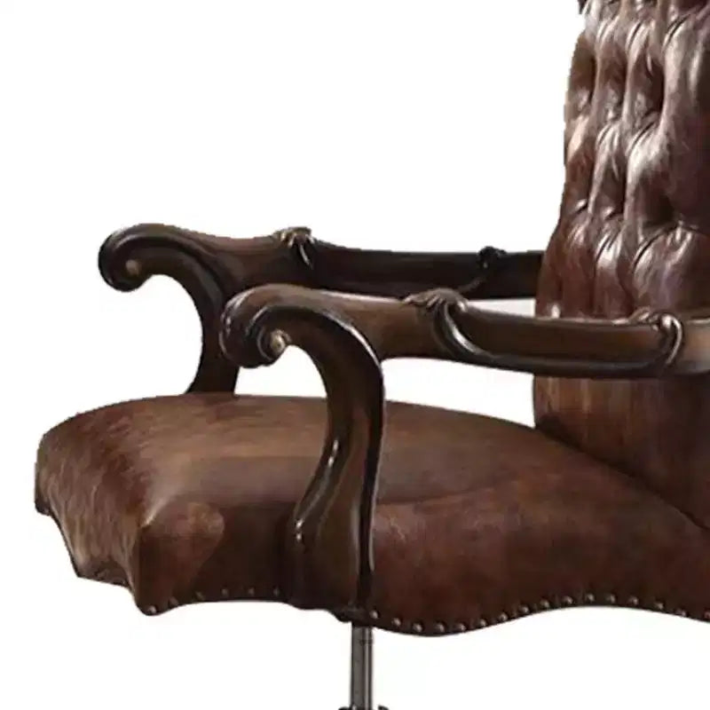 Sedia Versailles da 27" per la Seduta Attiva, Bicolore Marrone Chiaro in PU e Rovere Ciliegio: Ecopelle, Telaio in Metallo, Montaggio senza Attrezzi