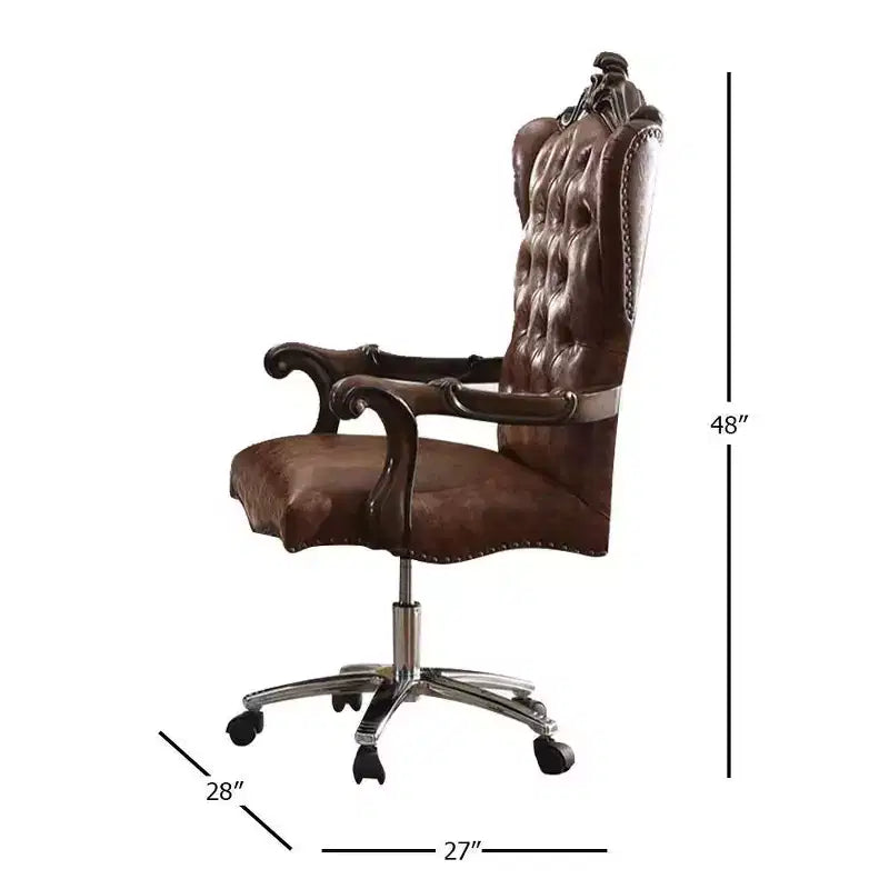 Sedia Versailles da 27" per la Seduta Attiva, Bicolore Marrone Chiaro in PU e Rovere Ciliegio: Ecopelle, Telaio in Metallo, Montaggio senza Attrezzi