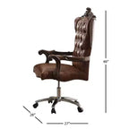 Sedia Versailles da 27" per la Seduta Attiva, Bicolore Marrone Chiaro in PU e Rovere Ciliegio: Ecopelle, Telaio in Metallo, Montaggio senza Attrezzi