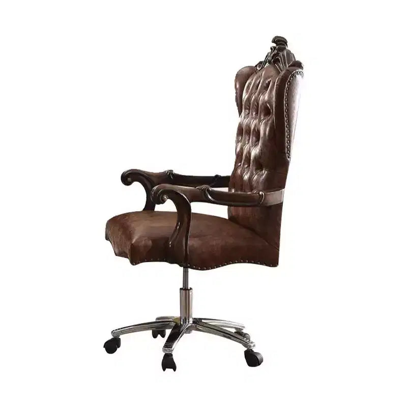 Sedia Versailles da 27" per la Seduta Attiva, Bicolore Marrone Chiaro in PU e Rovere Ciliegio: Ecopelle, Telaio in Metallo, Montaggio senza Attrezzi