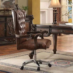Sedia Versailles da 27" per la Seduta Attiva, Bicolore Marrone Chiaro in PU e Rovere Ciliegio: Ecopelle, Telaio in Metallo, Montaggio senza Attrezzi