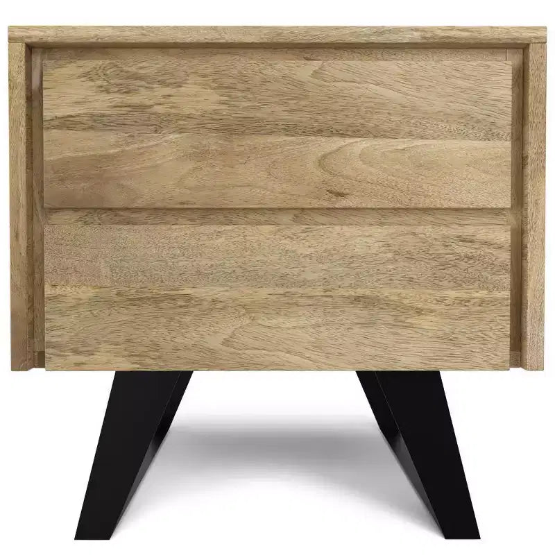 Tavolino Mitchell naturale: Legno di Mango, Design Industriale Moderno, Componenti in Metallo, Cassetto Contenitore