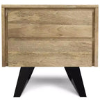 Tavolino Mitchell naturale: Legno di Mango, Design Industriale Moderno, Componenti in Metallo, Cassetto Contenitore