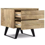 Tavolino Mitchell naturale: Legno di Mango, Design Industriale Moderno, Componenti in Metallo, Cassetto Contenitore