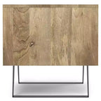 Tavolino Mitchell naturale: Legno di Mango, Design Industriale Moderno, Componenti in Metallo, Cassetto Contenitore