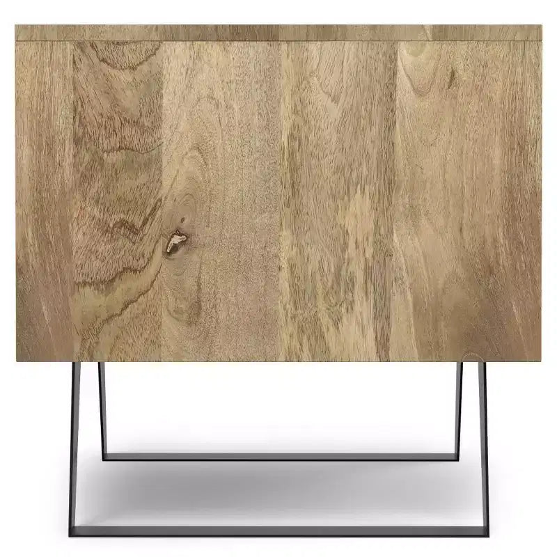 Tavolino Mitchell naturale: Legno di Mango, Design Industriale Moderno, Componenti in Metallo, Cassetto Contenitore