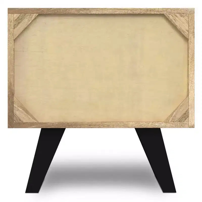 Tavolino Mitchell naturale: Legno di Mango, Design Industriale Moderno, Componenti in Metallo, Cassetto Contenitore