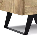 Tavolino Mitchell naturale: Legno di Mango, Design Industriale Moderno, Componenti in Metallo, Cassetto Contenitore