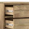 Tavolino Mitchell naturale: Legno di Mango, Design Industriale Moderno, Componenti in Metallo, Cassetto Contenitore