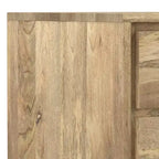 Tavolino Mitchell naturale: Legno di Mango, Design Industriale Moderno, Componenti in Metallo, Cassetto Contenitore