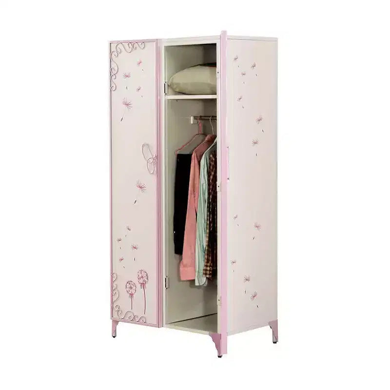 32" Priya II Mobiletto Decorativo Bianco e Viola Chiaro: Struttura in Metallo, Montaggio senza Attrezzi