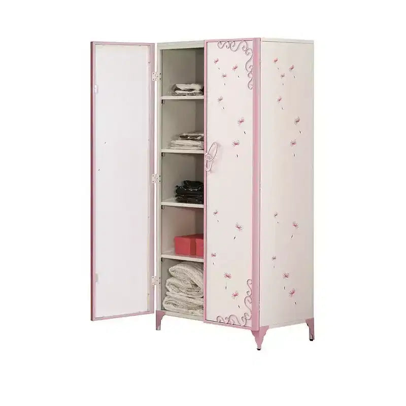 32" Priya II Mobiletto Decorativo Bianco e Viola Chiaro: Struttura in Metallo, Montaggio senza Attrezzi