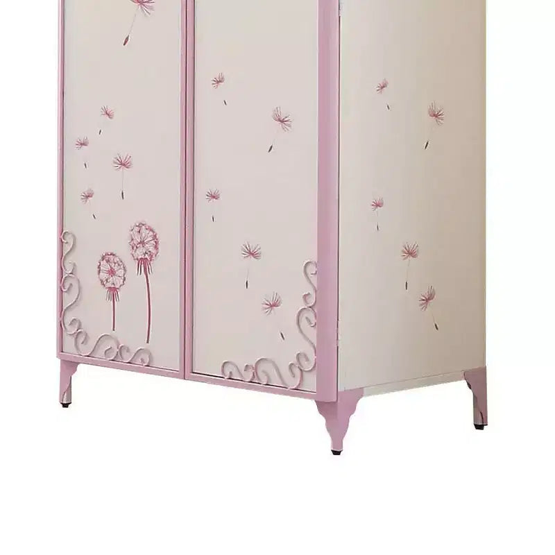 32" Priya II Mobiletto Decorativo Bianco e Viola Chiaro: Struttura in Metallo, Montaggio senza Attrezzi