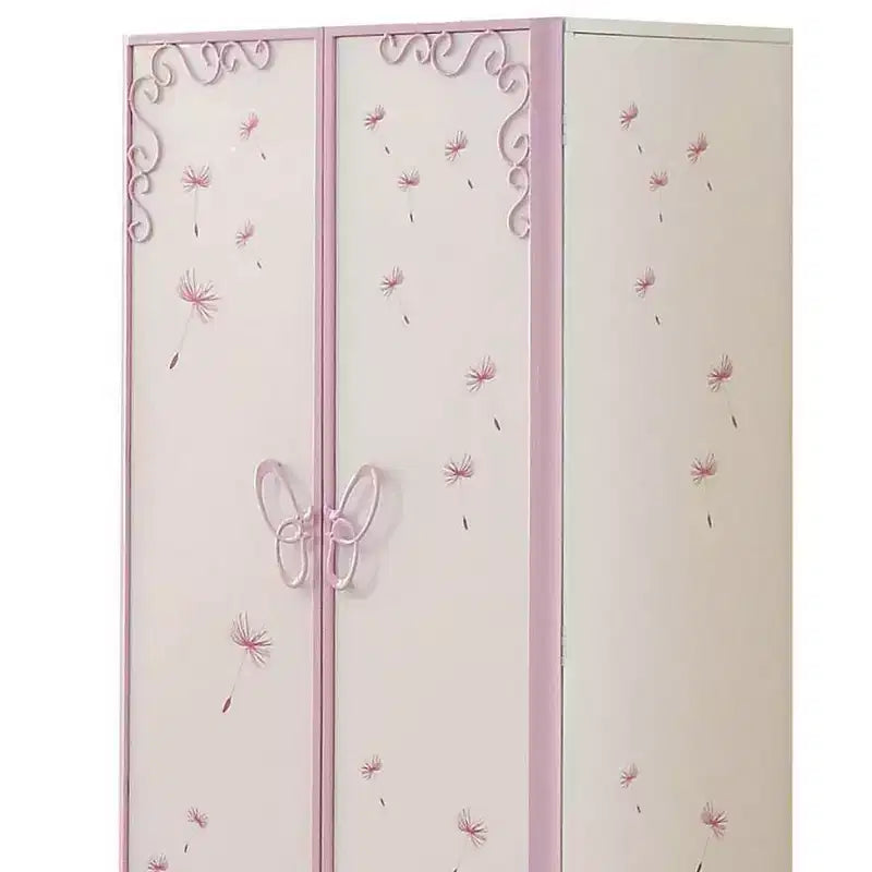 32" Priya II Mobiletto Decorativo Bianco e Viola Chiaro: Struttura in Metallo, Montaggio senza Attrezzi
