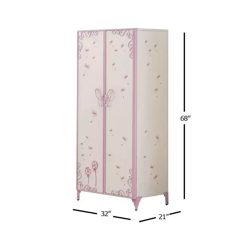 32" Priya II Mobiletto Decorativo Bianco e Viola Chiaro: Struttura in Metallo, Montaggio senza Attrezzi