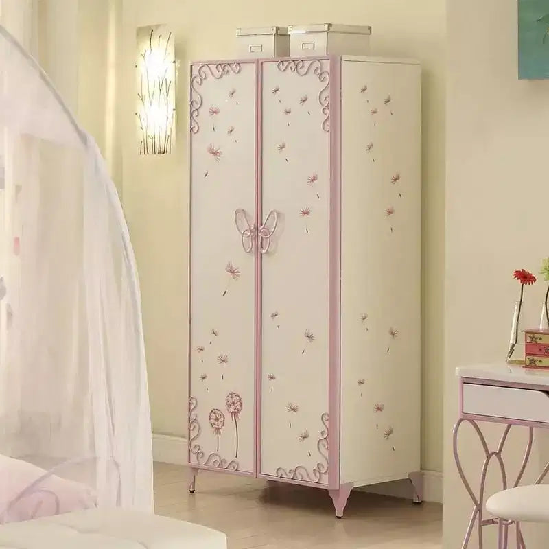 32" Priya II Mobiletto Decorativo Bianco e Viola Chiaro: Struttura in Metallo, Montaggio senza Attrezzi