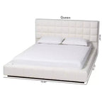 Letto a piattaforma Queen Size in tessuto orsetto Braylin bianco