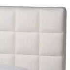 Letto a piattaforma Queen Size in tessuto orsetto Braylin bianco